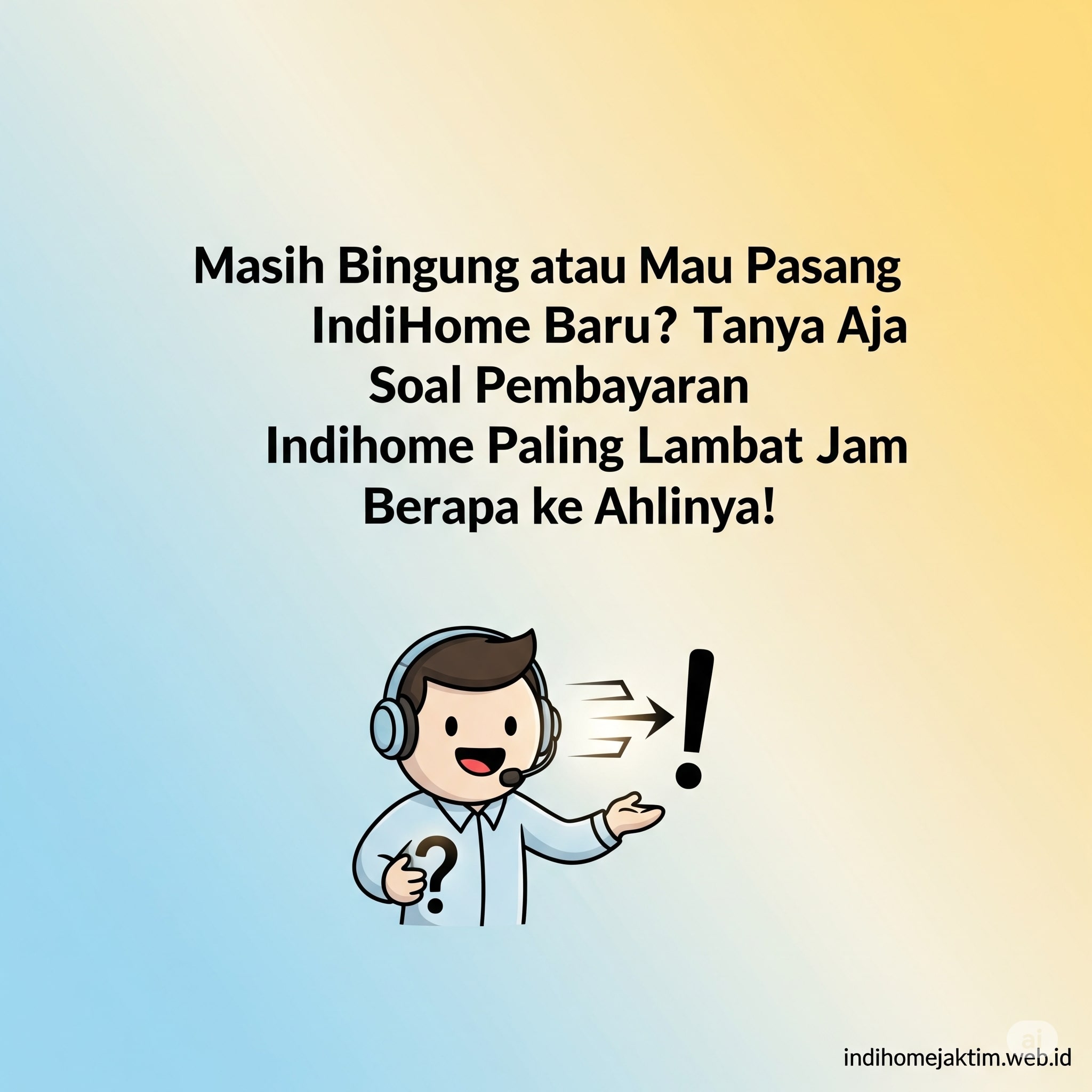 Masih Bingung atau Mau Pasang IndiHome Baru? Tanya Aja Soal Pembayaran Indihome Paling Lambat Jam Berapa ke Ahlinya! Masih Bingung atau Mau Pasang IndiHome Baru? Tanya Aja Soal Pembayaran Indihome Paling Lambat Jam Berapa ke Ahlinya!